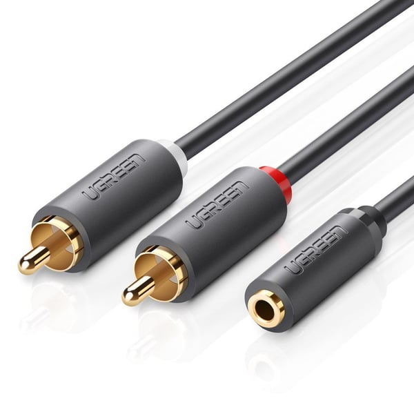 Ugreen 10588, 2 x RCA, Hankjønn, 3.5mm, Hunkjønn, 1 m, Sort