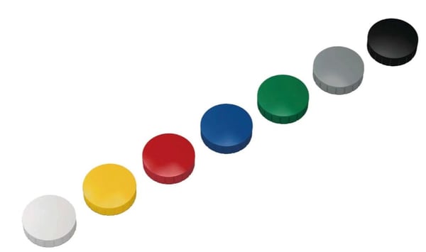 Maul Magnet MAULsolid (Ø x H) 38 mm x 15,5 mm rund Gult, rött, blått, vitt, grönt, grått, svart 10 stycken 6163999