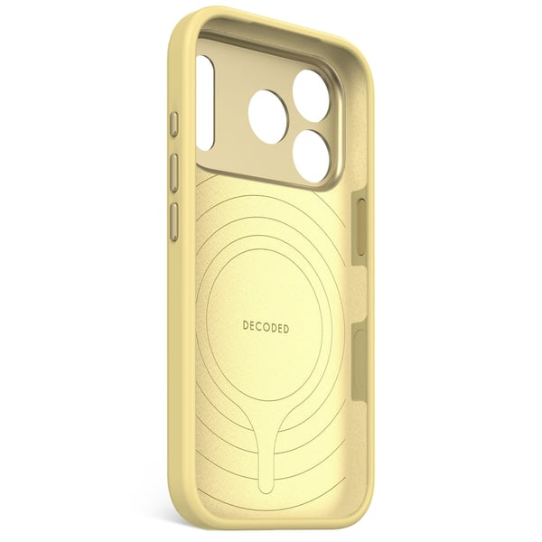 Decoded AntiMicrobial Silicone Backcover - silikoni suojakotelo iPhone 17 Pro yhteensopiva MagSafe yuma keltainen