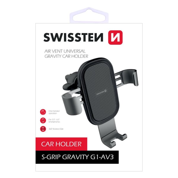 Swissten G1-AV3, Mobiltelefon / smartphone, Passiv hållare, Bil, Svart