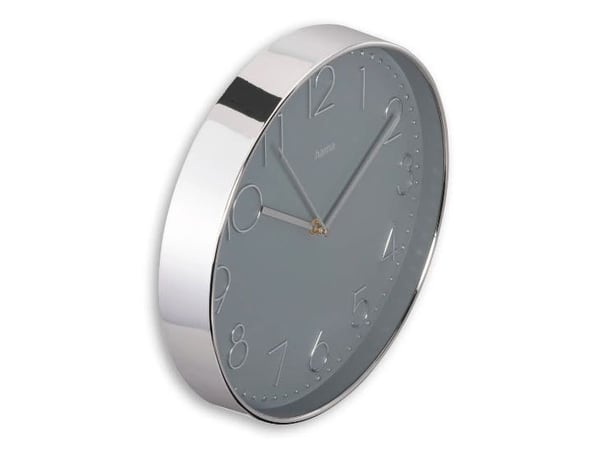 Hama Corsica, vägg, kvartsur, cirkel, grå, silver, plast, glas