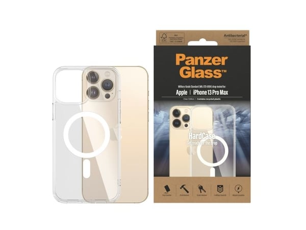 PanzerGlass ® HardCase Transparent w. White MagSafe iPhone 13 Pro Max, Suojus, Apple, Apple - iPhone 13 Pro Max, Läpinäkyvä