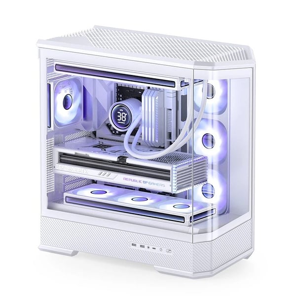 Jonsbo D400, Midi Tower, PC, Vit, Mini-ITX, micro ATX, ATX, Stål, Acrylonitrile Butadiene Styrene, Glas, Gaming
