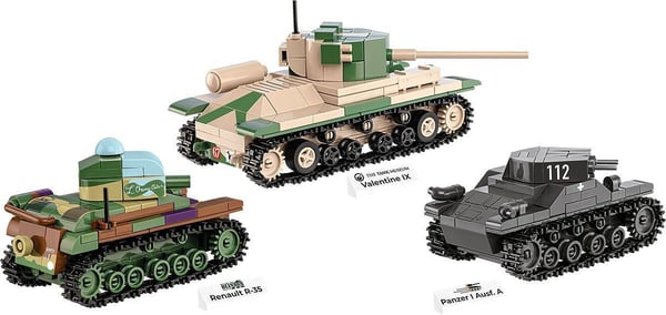 COBI Renault R35 - Valentine IX - Panzer I, Rakennuspakkaus, 8 vuosi/vuosia, 595 kpl