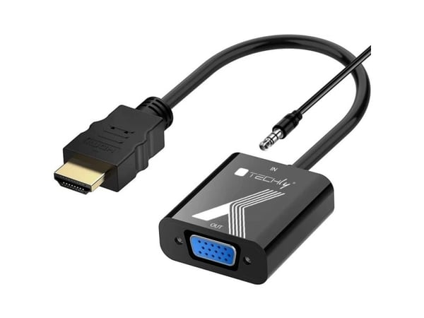 Techly IDATA HDMI-VGA2AP, musta, 0,1 m, CE, FCC, RoHS, 1920 x 1200 pikseliä, 480p, 576p, 720p, 1080p, 8 bittiä