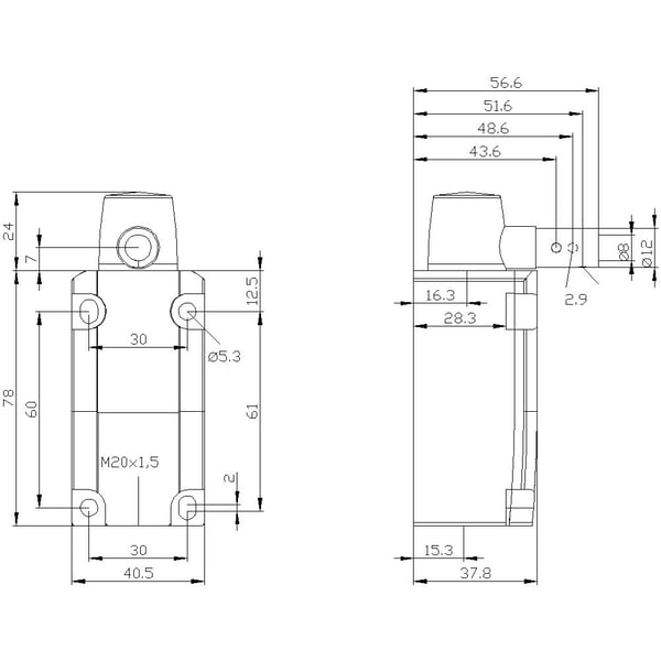 Siemens 3SE5132-0LU21 Gångjärnskontakt 6 A Roterande axel IP66, IP67 1 st