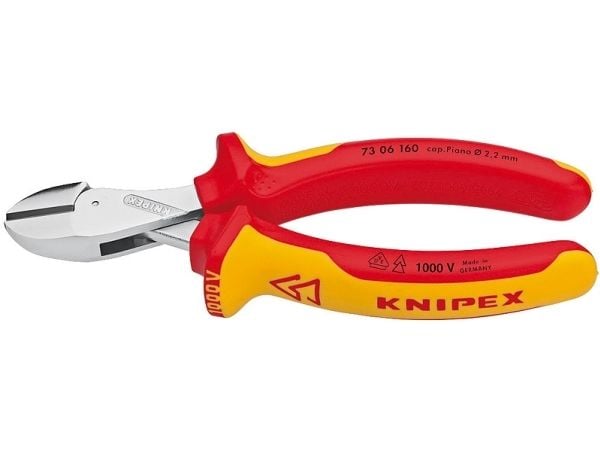 Knipex X-Cut, Diagonal tang, Kromvanadiumstål, Plast, Oransje, Rød, 160 mm, 175 g