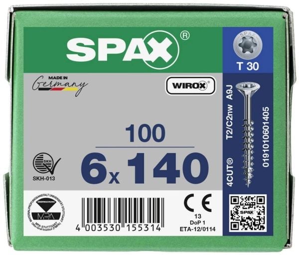 Lastulevyruuvit uppokantaruuvit SPAX T-Star 6x140 mm TG TX30 Wirox