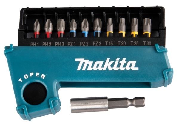 Makita E-03567 Impact Premier 11 stk. (PH1, PH2, PH3, PZ1, PZ2, PZ3, T15, T20, T25, T30, magnetisk holder 50 mm)