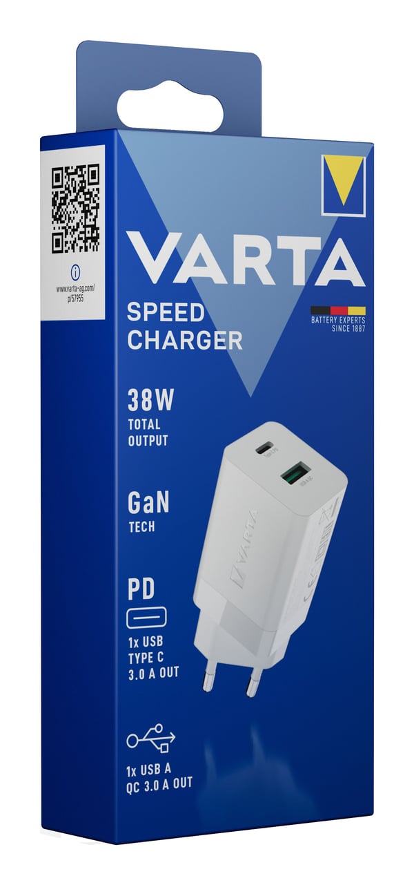 Varta 57955 101 111, Innendørs, AC, 3 A, Hvit