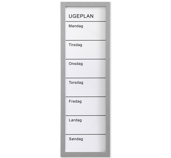 NAGA whiteboard ugetavle 20x60 cm hvid - dansk tekst