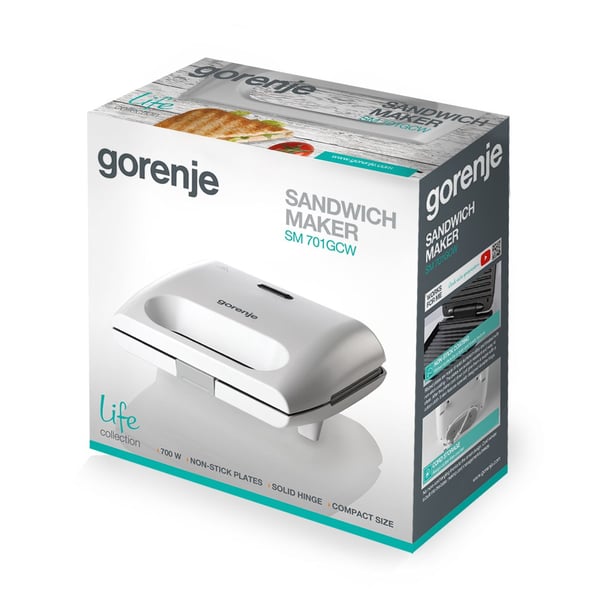 Gorenje Life Collection SM701GCW - Grill/smörgåsgrill - 700 W
