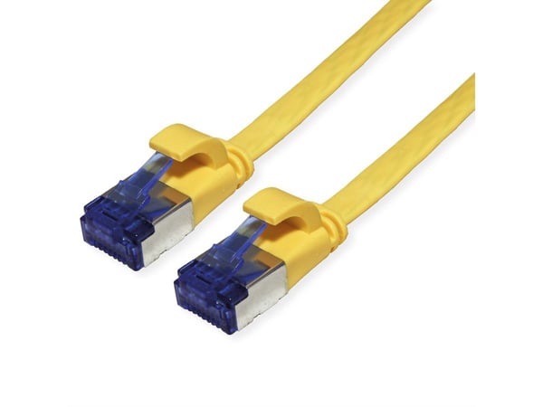 Verdi VALUE FTP patchkabel, kat. 6A (klasse EA), ekstra flat, gul, 0,5 m