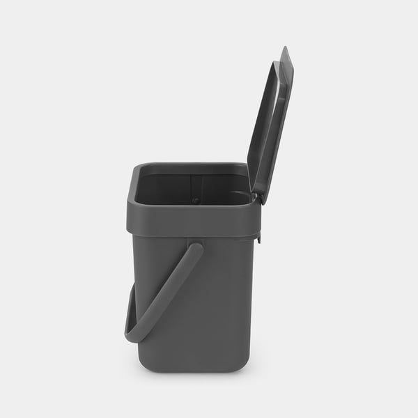 Brabantia Sort & Go - Søppelbøtte - flipp-lokk - 3 L - håndtak - grå