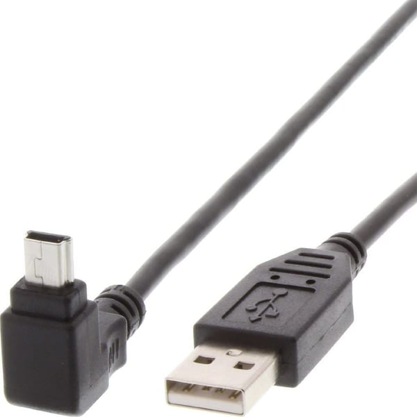 TECHly - USB-kabel - USB (hane) till mini-USB typ B (hane) vinklad - USB 2.0 - 1.8 m - formpressad - svart