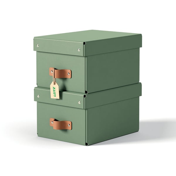 Leitz Puro säilytyslaatikko kannella, pieni, 7L, 100% kierrätyskartonki, 2 kpl, Vihreä, Kartonki, 7 L, 200 mm, 280 mm, 150 mm