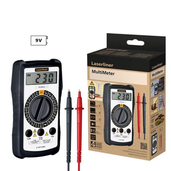 Laserliner MultiMeter, Digitaalinen yleismittari, Kädessä pidettävä yleismittari, 0.1 - 300 V, 0,1 - 300 V, 1.2% + 10 Digits, 1.2% + 10 Digits