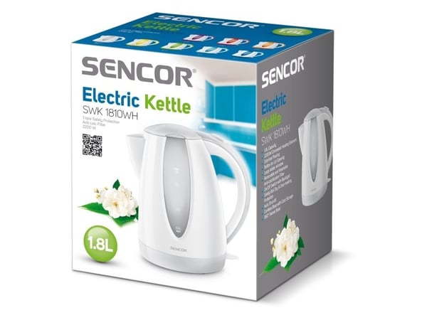 Sencor SWK 1810WH, 1,8 l, 2000 W, Hvit, Plast, Vannivåindikator, Overopphetingsbeskyttelse