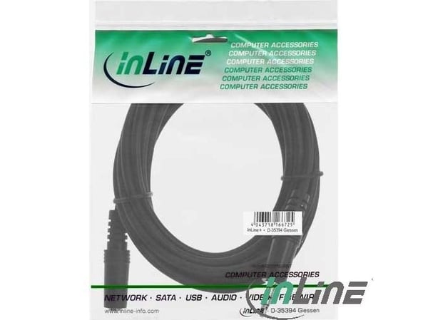 InLine 99933, 3,5 mm, urosliitin, 3,5 mm, naarasliitin, 3 m, musta