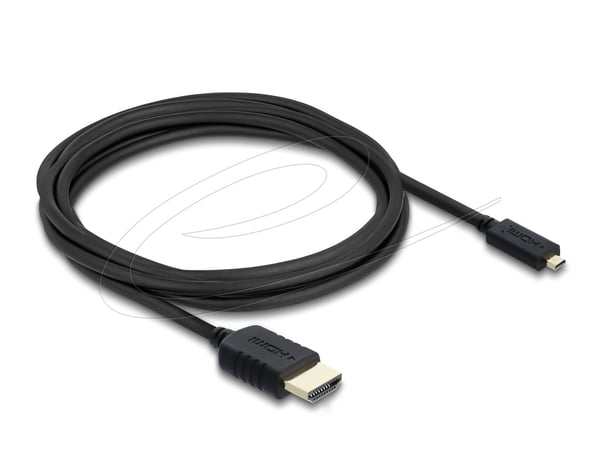 Delock - High Speed - HDMI-kabel - HDMI hann til 19 pin micro HDMI Type D hann - 3 m - tredobbeltskjermet koaksial - svart - 8 K 60 Hz (7680 x 4320...