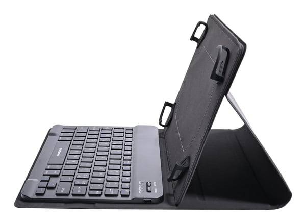 DELTACO TB-138 - Tastatur og folioveske - trådløs - Bluetooth - Nordisk - svart tastatur, svart boks
