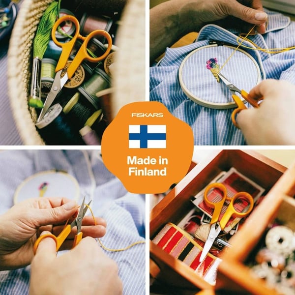 Fiskars 1075061, Voksen, Rett klippet, Enkel, Oransje, Rustfritt stål, Rustfritt stål, Kunst- og håndverkssaks