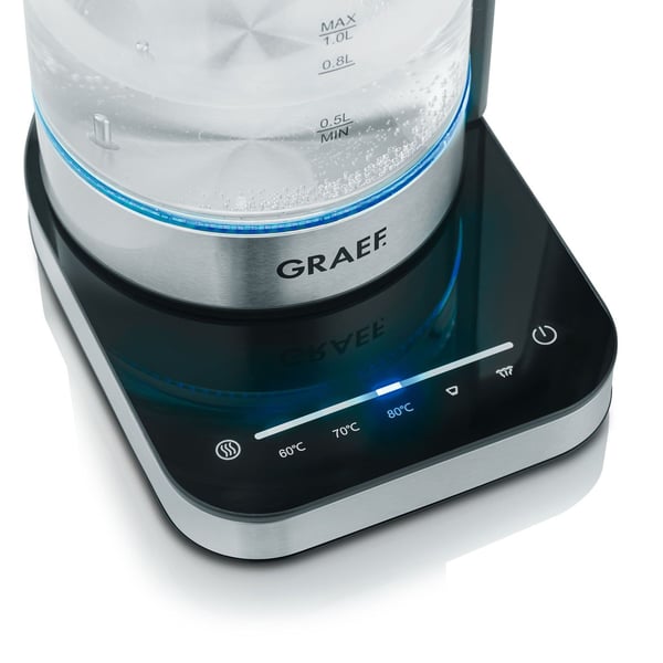 Graef WK 350 vedenkeitin 1 L 2000 W, läpinäkyvä/teräs