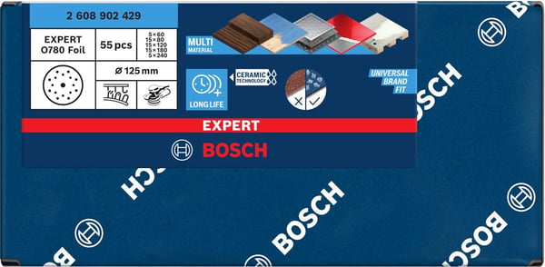 Bosch EXP O780 slipeskivesett på film, 150 mm, 55 stk.