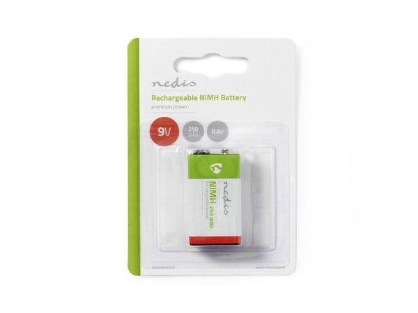 Nedis BANM9HF91B, Oppladbart batteri, 9V, Nikkelmetallhydrid (NiMH), 8,4 V, 1 stykker, 250 mAh