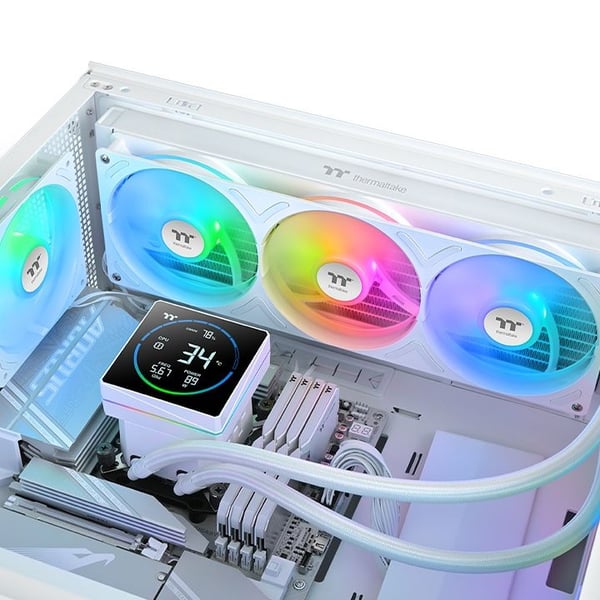 Thermaltake TH360-S V3 ARGB, Alt-i-ett væskekjøler, 12 cm, 500 RPM, 2500 RPM, Svart, Hvit