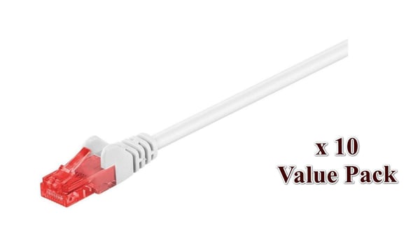 MicroConnect - Nettverkskabel - RJ-45 (hann) til RJ-45 (hann) - 2 m - UTP - CAT 6 - flertrådet - hvit (en pakke 10)
