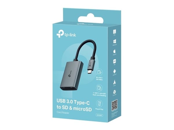 TP-Link UA430C, MicroSD (TransFlash), SD, Grå, CE, FCC, RoHS, BSMI, USB 3.2 Gen 1 (3.1 Gen 1) Type-C, 48,4 mm, 34,2 mm