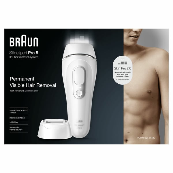 Braun Silk-expert Pro 5 PL5145 IPL-hårfjerner, sølv/hvit