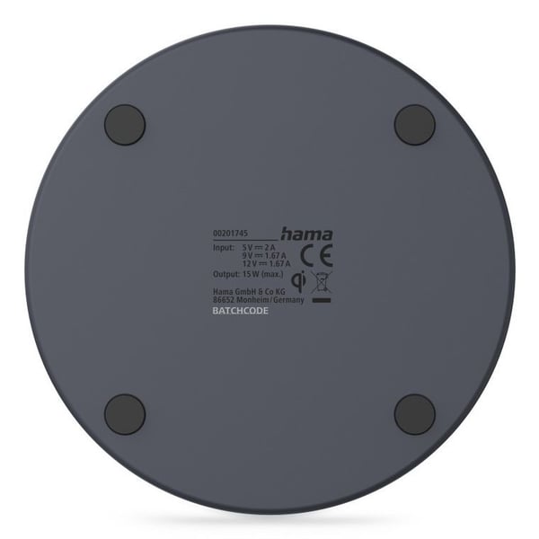 Hama 00201745, Innendørs, USB, 12 V, Trådløs lading, Svart
