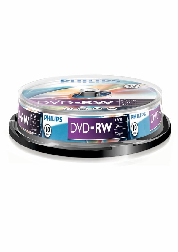 Philips DN4S4B10F - 10 x DVD-RW - 4,7 GB (120min) 1x - 4x - kara - kela