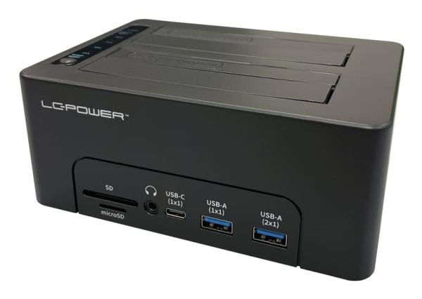 LC Power LC-DOCK-C-MULTI-HUB - HDD-dokkestasjon - brønner: 2 - 2,5" / 3,5" delt - SATA - USB 3.2 (Gen 2x1) - svart