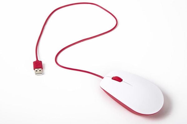 Raspberry Pi - Hiiri - oikea- ja vasenkätinen - optinen - 3 painiketta - langallinen - USB - valkoinen, punainen