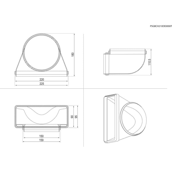 AEG M2CKCF03U, Filter, Monokromatiskt, Vit, 225 mm, 180 mm, 111 mm