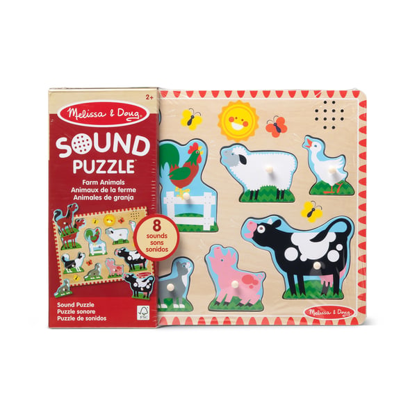 Melissa & Doug MPZ WPZ Farm Anml Sound Pzl8Pc GML, 8 stykker, Dyr, 2 år