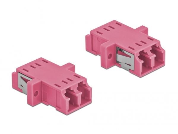Delock - Nettverkkopler - LC multimodus (hunn) til LC multimodus (hunn) - fiberoptisk - OM4 - fiolett (en pakke 2)