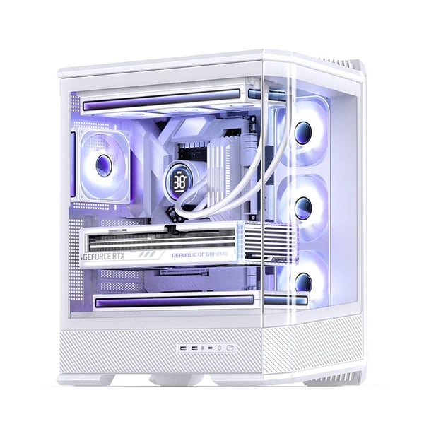 Jonsbo D400, Midi Tower, PC, Vit, Mini-ITX, micro ATX, ATX, Stål, Acrylonitrile Butadiene Styrene, Glas, Gaming