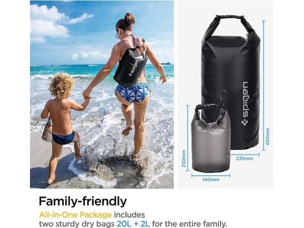 Spigen Aqua Shield A630 - Beskyttende vanntett eske for mobiltelefon - svart, opak - med Spigen AquaShield A630 Waterproof Dry Bag Translucent (2L)...