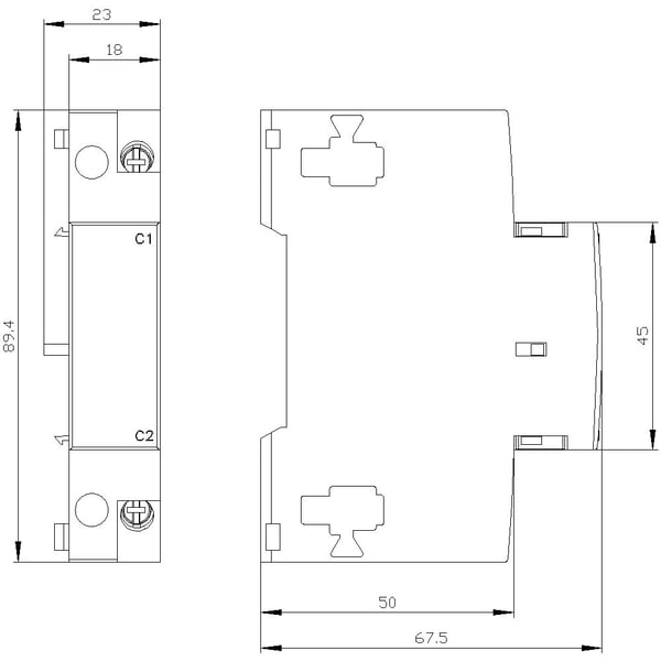 Siemens 3RV2902-1DF0 Laukaisin 1 kpl (L x K x S) 18,5 x 90 x 68 mm