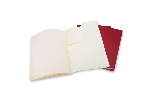 Moleskine Cahier Journal XL, olinjerad, mjukt omslag Cranberry Red (set med 3)