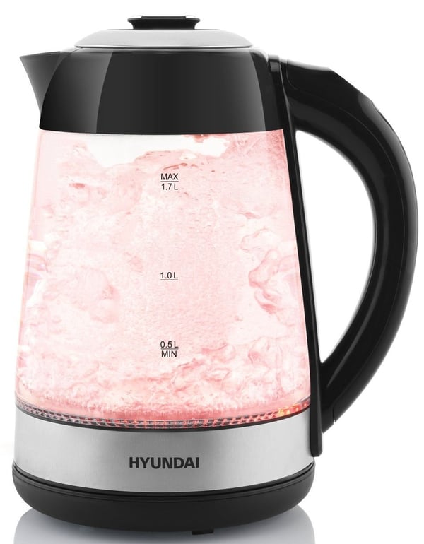 Hyundai VK780, 1,7 l, 2200 W, Svart, Agave, Gjennomsiktig, Glass, Justerbar termostat, Vannivåindikator