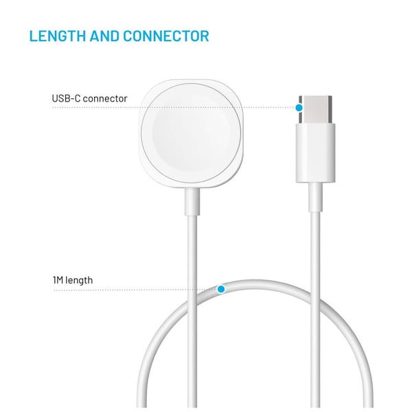 FIXED FIXDW-AW-C, Sisätila, USB, Langaton lataaminen, 1 m, Valkoinen