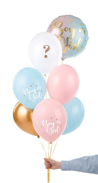 PartyDeco SB14P-308-000-6, Lekeballong, Latex, Blå, Gull, Rosa, Hvit, Temafest, Rund, Engelsk
