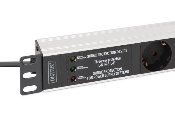 Digitus DN-95441, 1U, Horisontal/vertikal, Syntetisk ABS, Aluminium, Sort, Sølv, Sort, 7 AC stikkontakt(er)