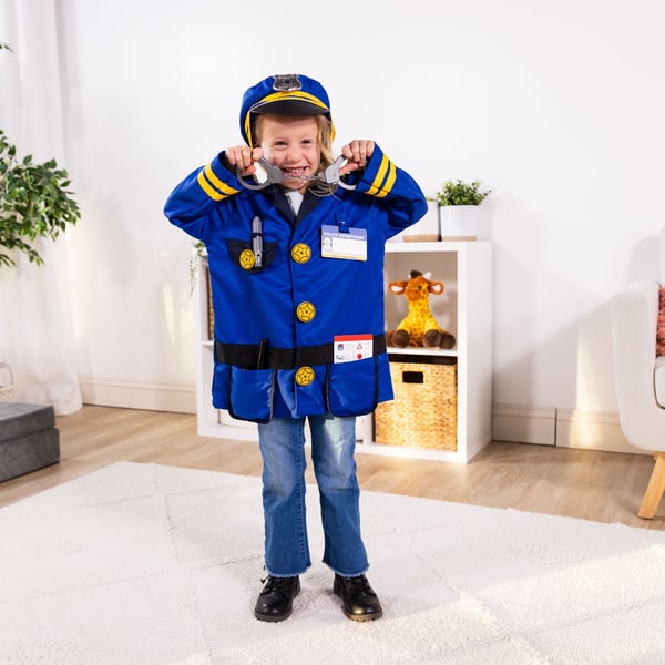 Melissa & Doug MPP RLP PoliceOfficerCstmRlplySet GML, Fancy kostyme, Barn, Unisex, Uniform, Politi, Blå, Gult
