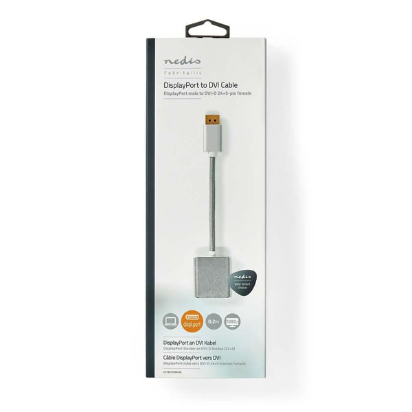 Nedis CCTB37250AL02, 0.2 m, DisplayPort, DVI-D, urosliitin, naarasliitin, suora